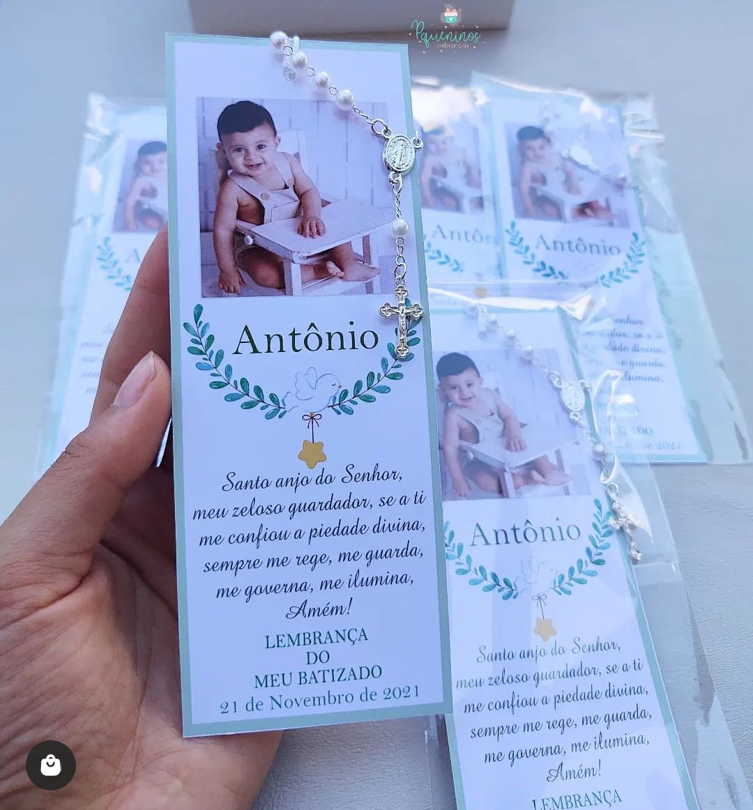 Santinho Batizado - marcador de páginas com foto - Imagem 5