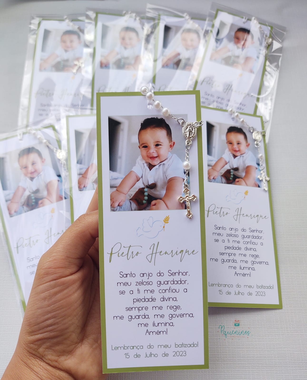 Santinho Batizado - marcador de páginas com foto - Imagem 3