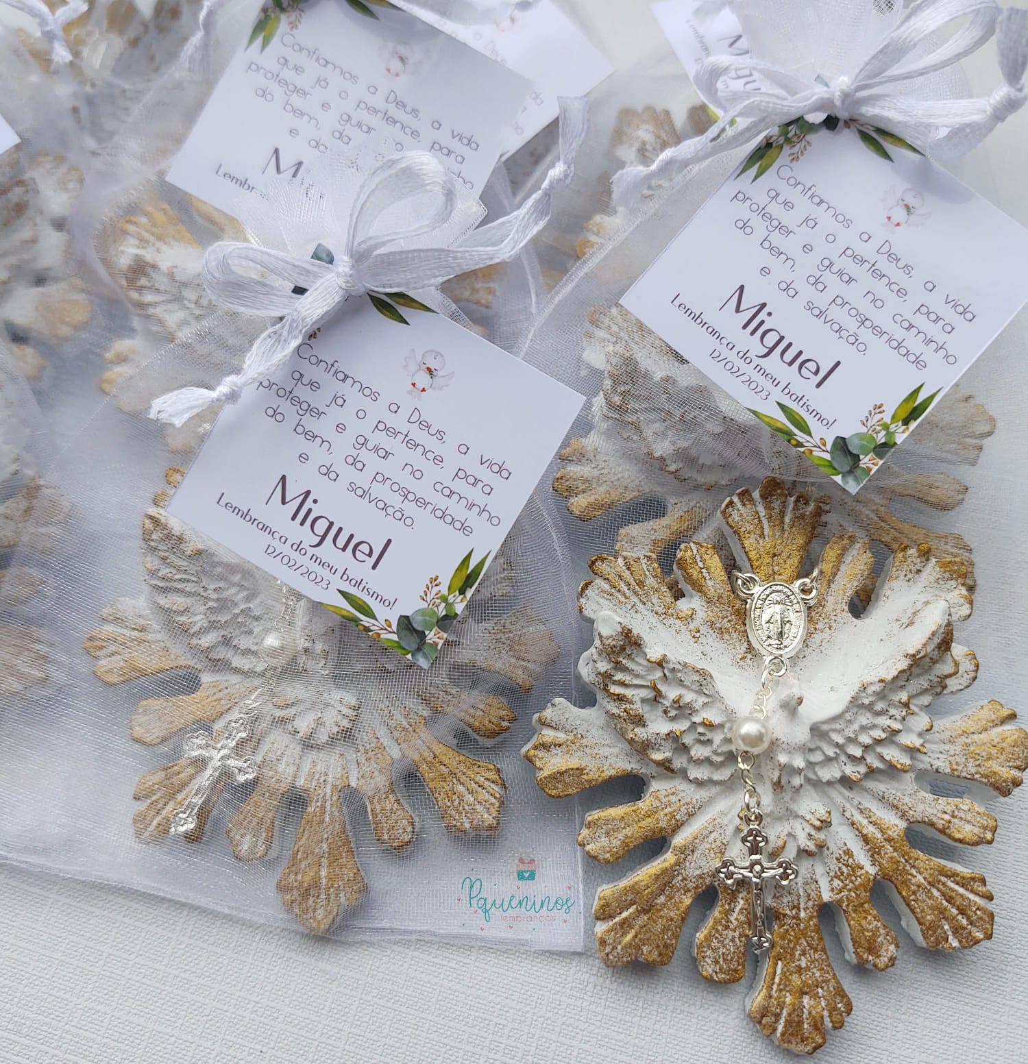 Lembrancinha de Batizado - Divino Espírito Santo Dourado