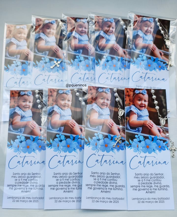 Santinho Batizado - marcador de páginas com foto