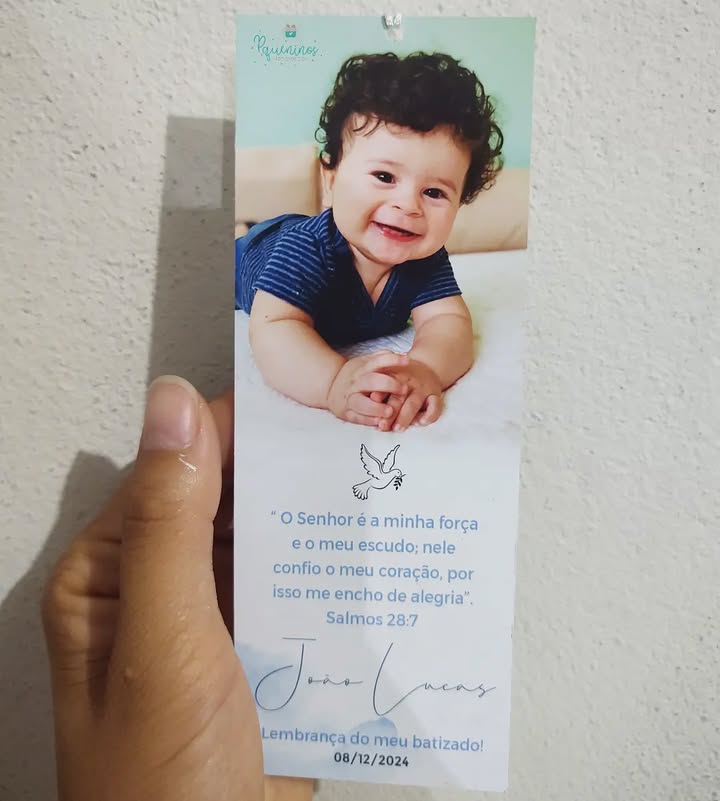 Santinho Batizado - marcador de páginas com foto - Imagem 6