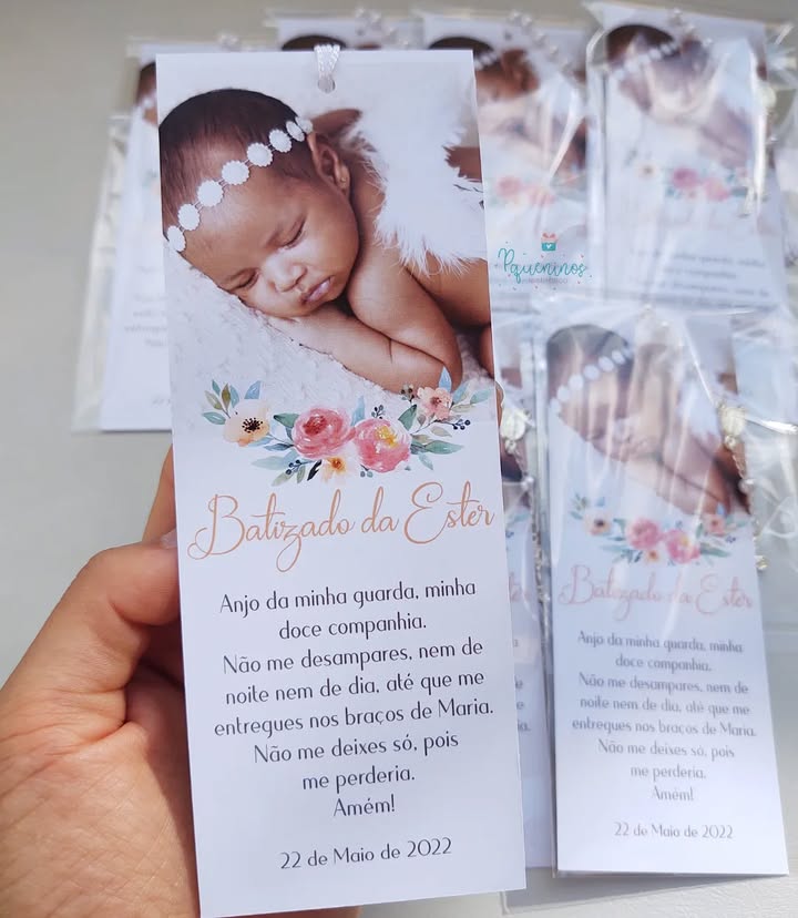 Santinho Batizado - marcador de páginas com foto - Imagem 2