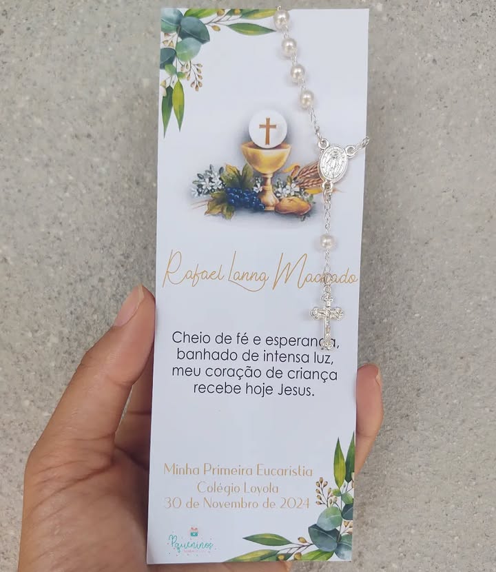 Santinho Primeira Eucaristia/Crisma - marcador de páginas personalizado